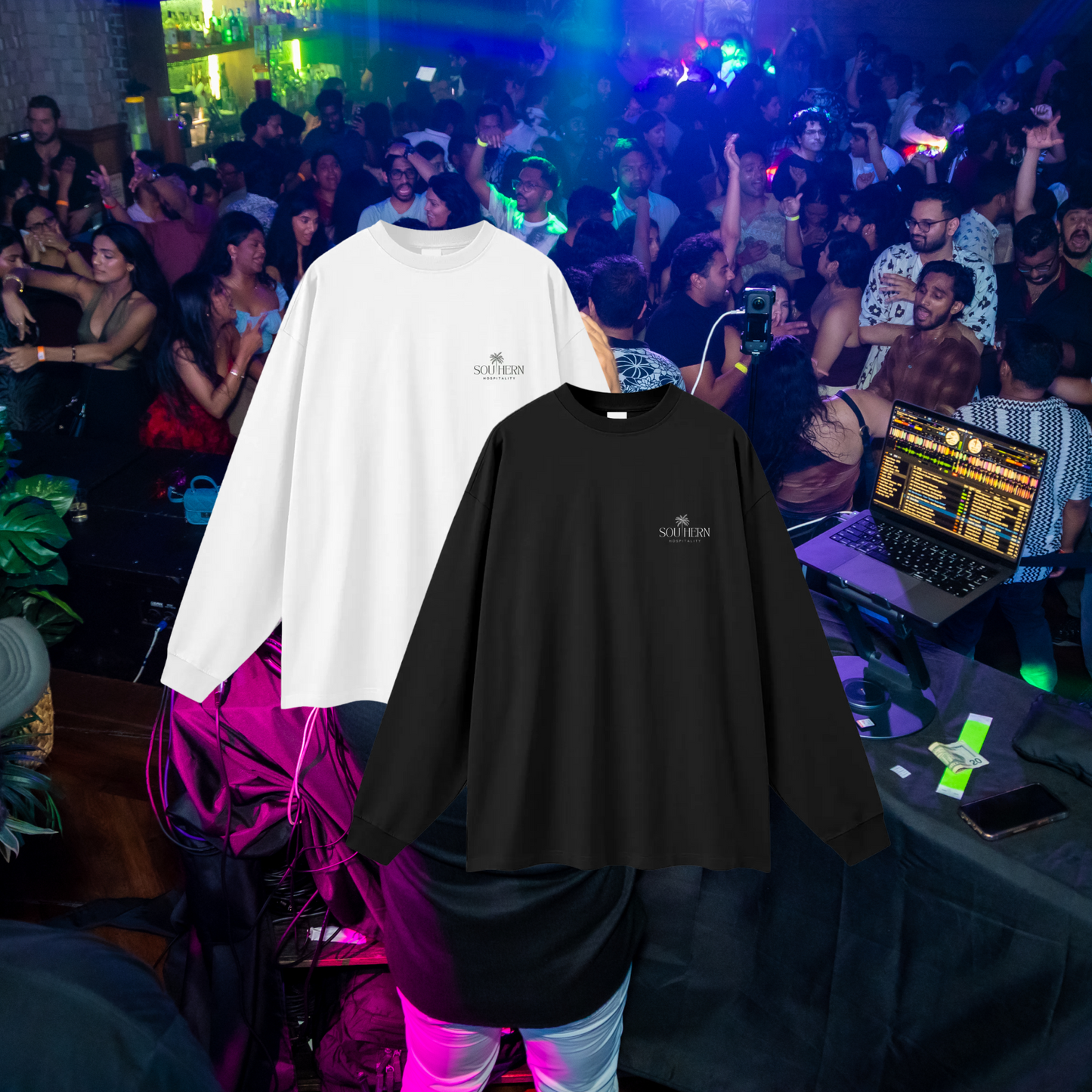 Essentials Long Sleeve Shirt - White on Black