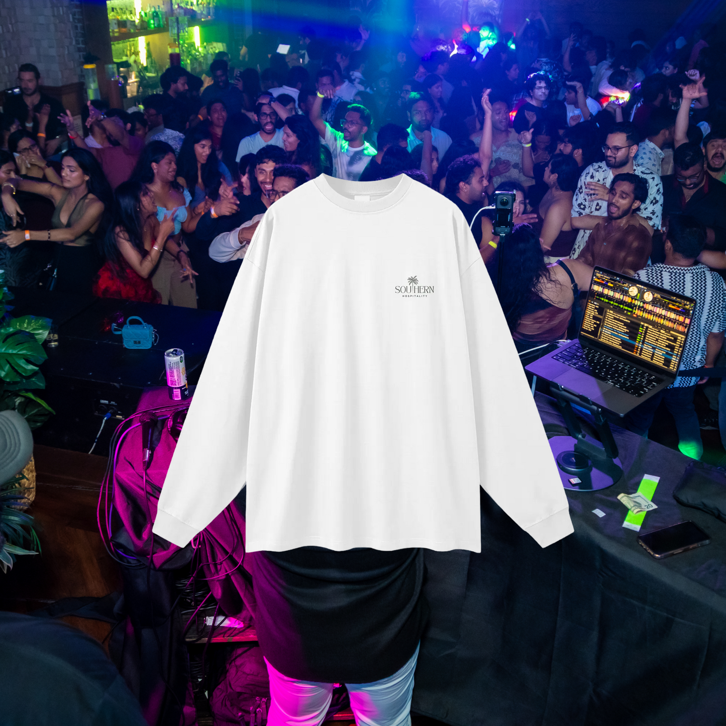 Essentials Long Sleeve Shirt - Green on White